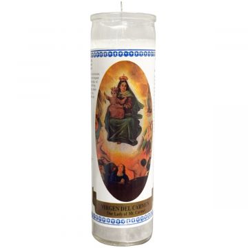 Our Lady of Mt. Carmel Labeled 7 Day Candle, White